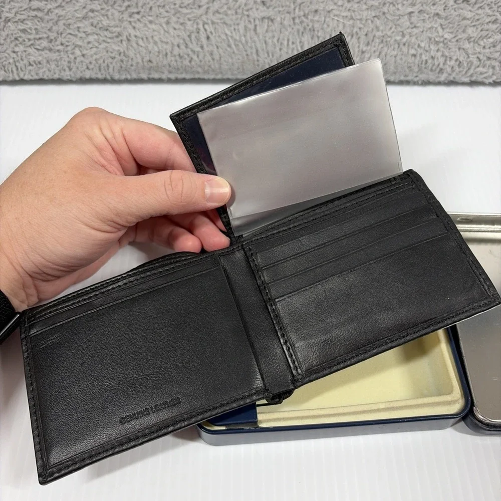 Croft Barrow Genuine Leather Wallet Black Mens Passcase Billfold - NEW